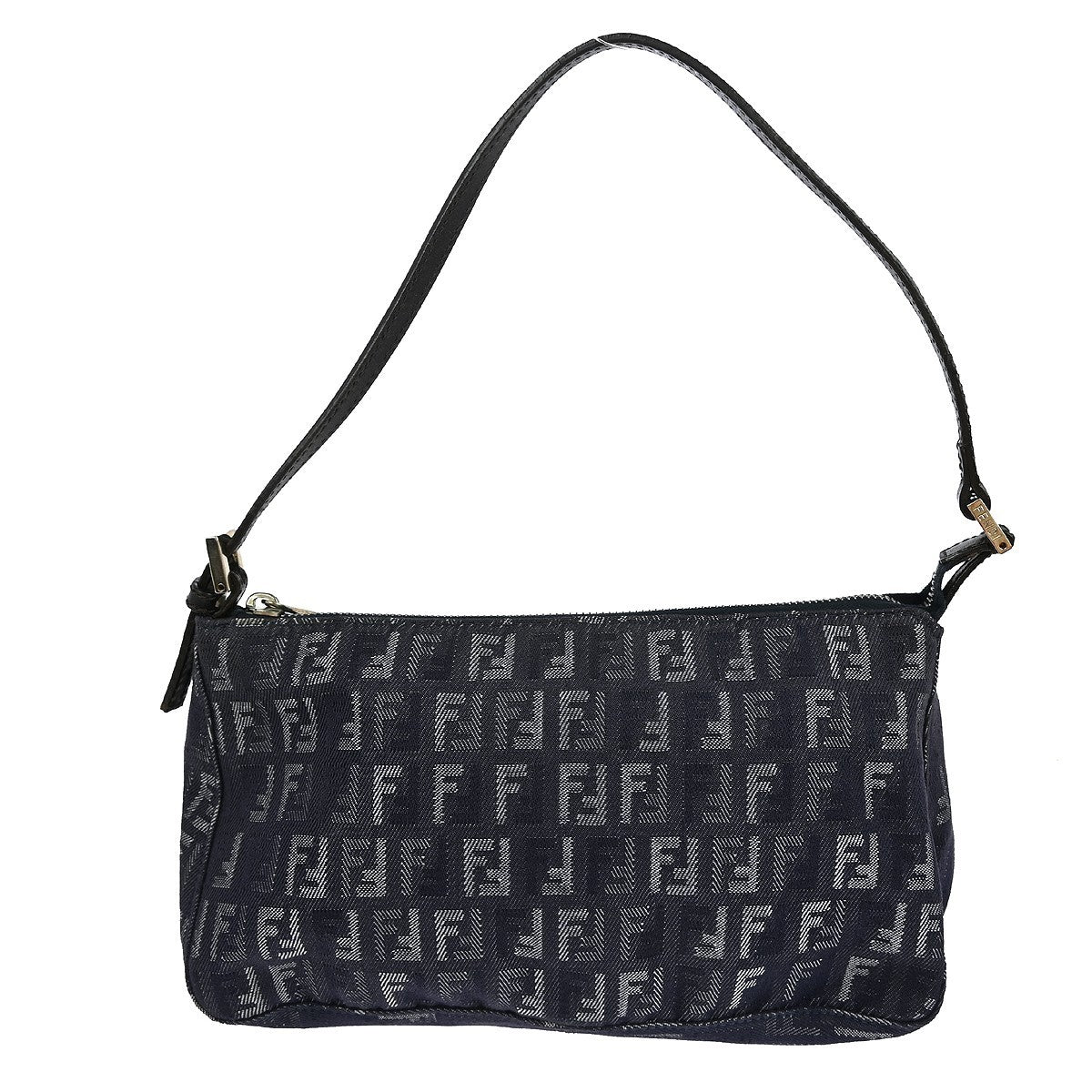 Fendi Belted Pochette Zucca Canvas, BLUE, CANVAS, Clutche & pouche