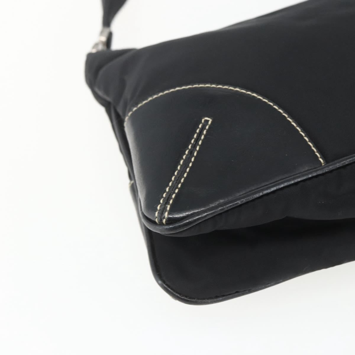 Prada Belted Shoulder Bag Tessuto with Leather, BLACK, NYLON, Shoulder bag