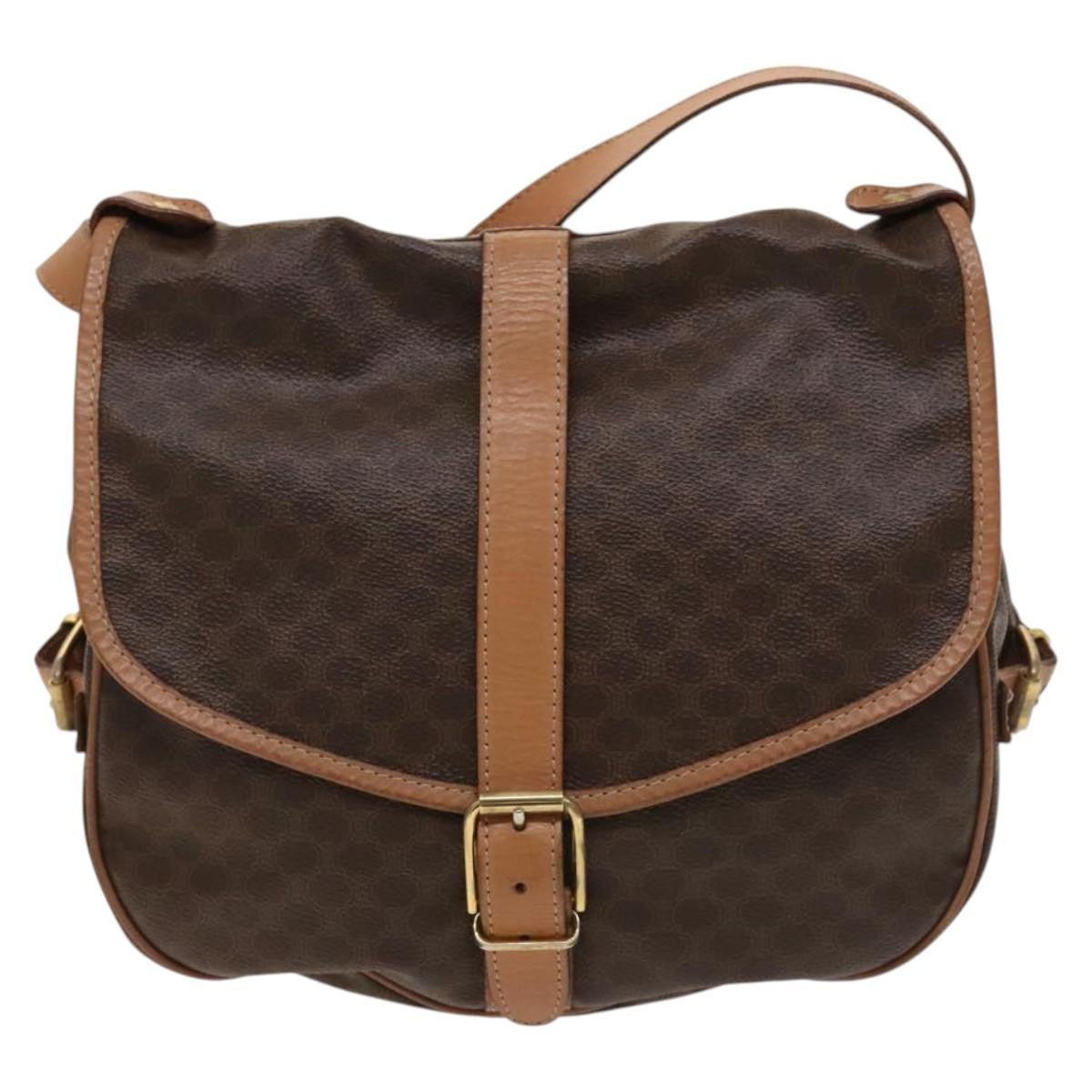 Celine Macadam Shoulder Bag PVC Leather, BROWN, PVC,CANVAS, Crossbody bag