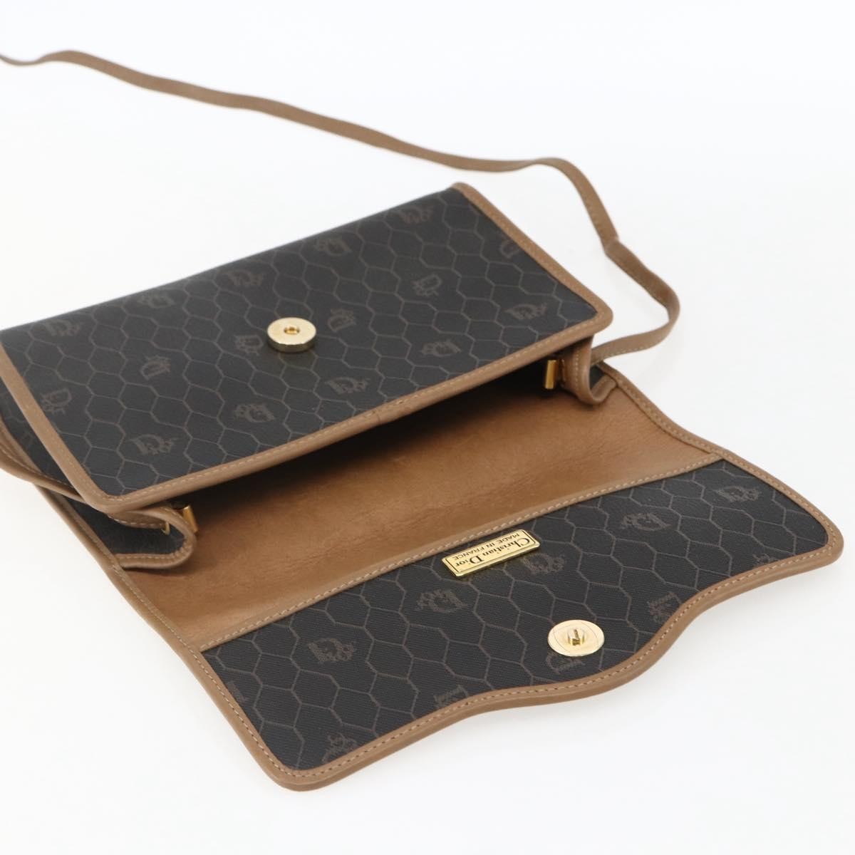 Christian Dior Vintage Honeycomb Flap Crossbody Bag Canvas and Leather, BLACK, CANVAS, Shoulder bag