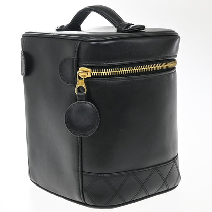 Chanel Vintage Cosmetic Case Quilted Lambskin, Black, Leather, Handbag