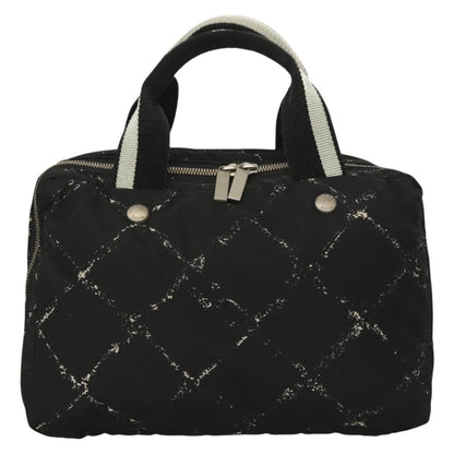 Chanel Travel Line Boston Bag Printed Nylon, BLACK, NYLON, Travel bag