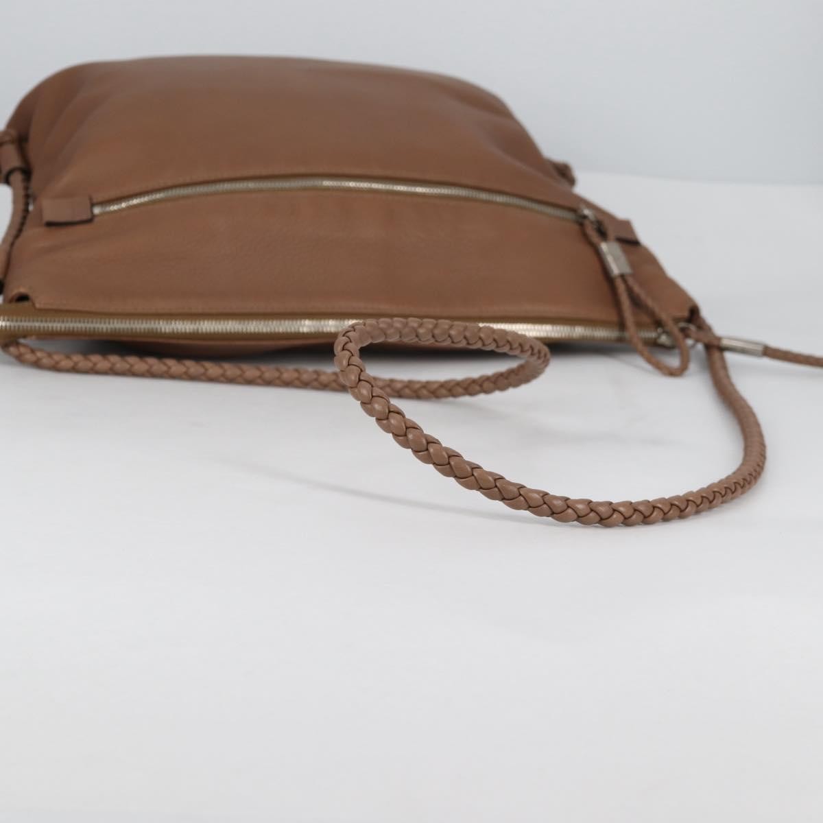 Gucci Braided Strap Zip Messenger Leather, BROWN, LEATHER, Shoulder bag