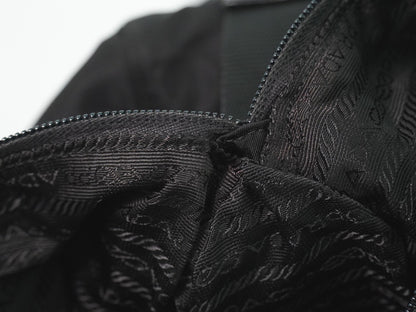 Prada Front Zip Messenger Bag Tessuto, Black, Nylon, Shoulder Bag