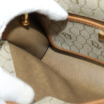 Christian Dior Vintage Honeycomb Flap Crossbody Bag Canvas and Leather, BEIGE, CANVAS, Crossbody bag
