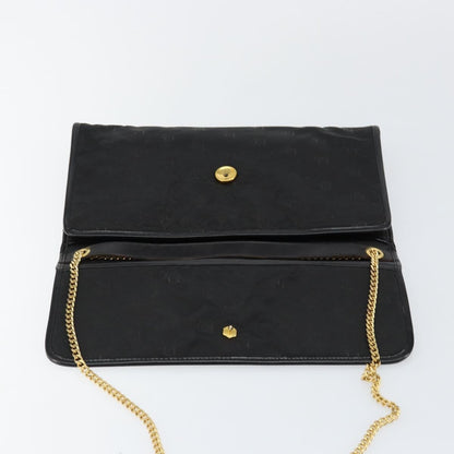 Christian Dior Vintage CD Chain Flap Shoulder Bag Diorissimo Canvas, Black, Nylon, Shoulder Bag
