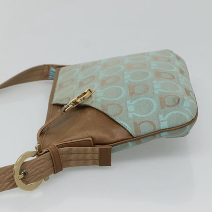 Salvatore Ferragamo Gancini Shoulder Bag Canvas, BLUE, CANVAS, Shoulder bag