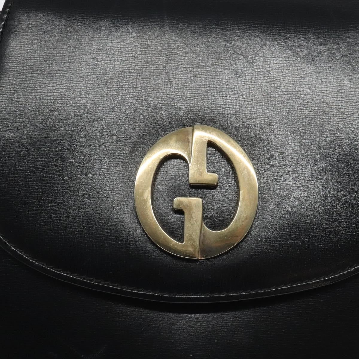 Gucci Vintage Flap Shoulder Bag Leather, BLACK, LEATHER, Shoulder bag