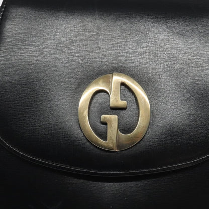 Gucci Vintage Flap Shoulder Bag Leather, BLACK, LEATHER, Shoulder bag