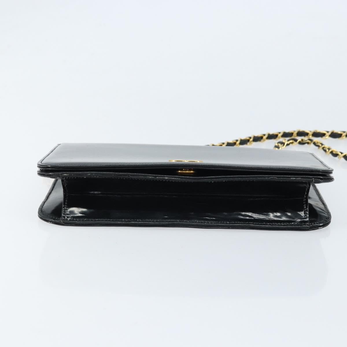 Chanel Wallet on Chain Quilted Patent, Black, Patent Leather, Shoulder Bag