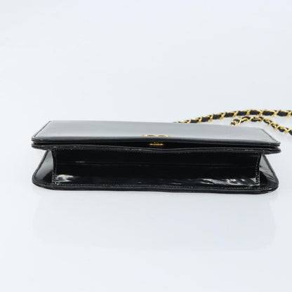 Chanel Wallet on Chain Quilted Patent, Black, Patent Leather, Shoulder Bag