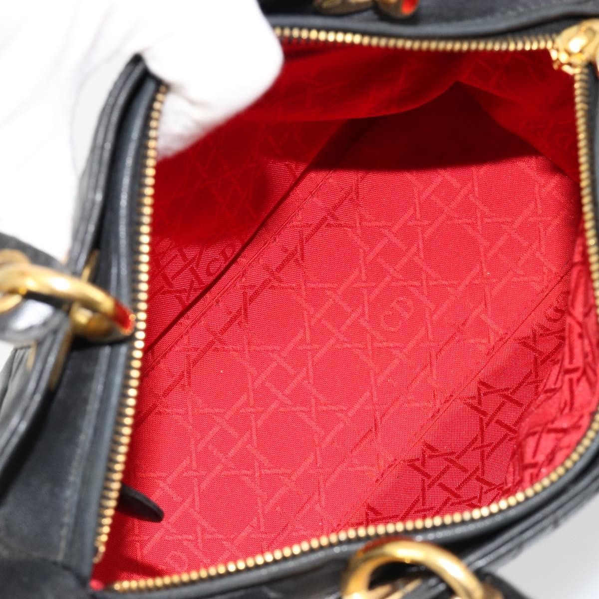 Christian Dior Vintage Lady Dior Bag Cannage Quilt Lambskin, Black, Leather, Handbag