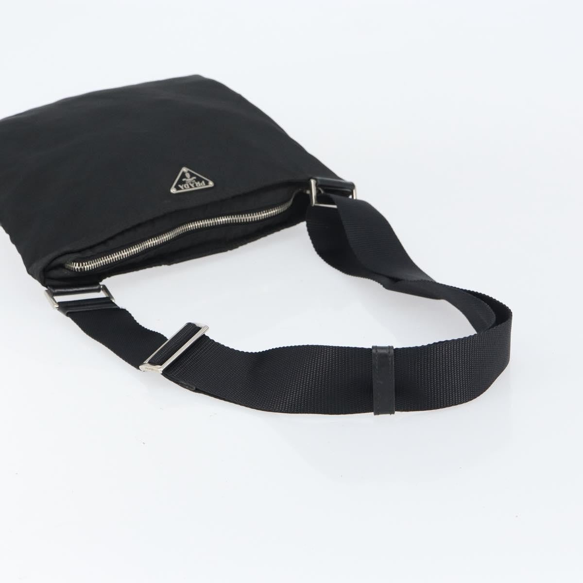 Prada Flat Messenger Bag Tessuto, BLACK, NYLON, Shoulder bag