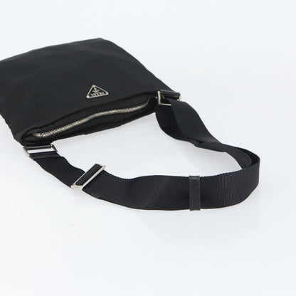 Prada Flat Messenger Bag Tessuto, BLACK, NYLON, Shoulder bag
