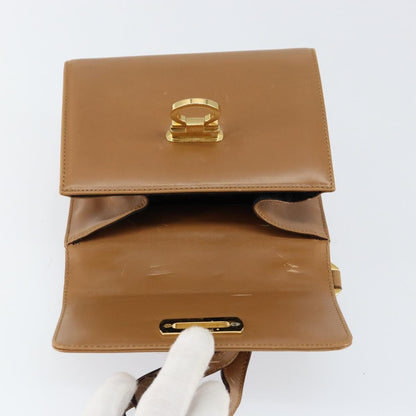 Salvatore Ferragamo Gancini Shoulder Bag Leather, BROWN, LEATHER, Shoulder bag