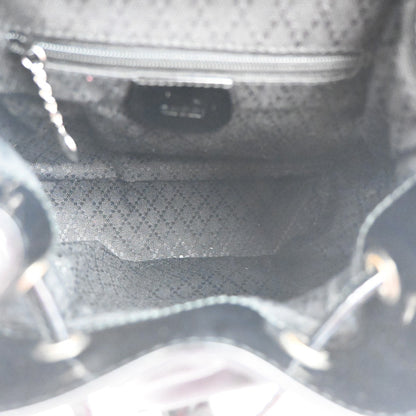 Gucci Vintage Bamboo Backpack Nylon and Patent Leather, BLACK, NYLON, Backpack
