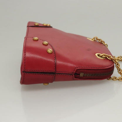 Celine Zip Around Chain Shoulder Bag Leather, RED, LEATHER, Shoulder bag