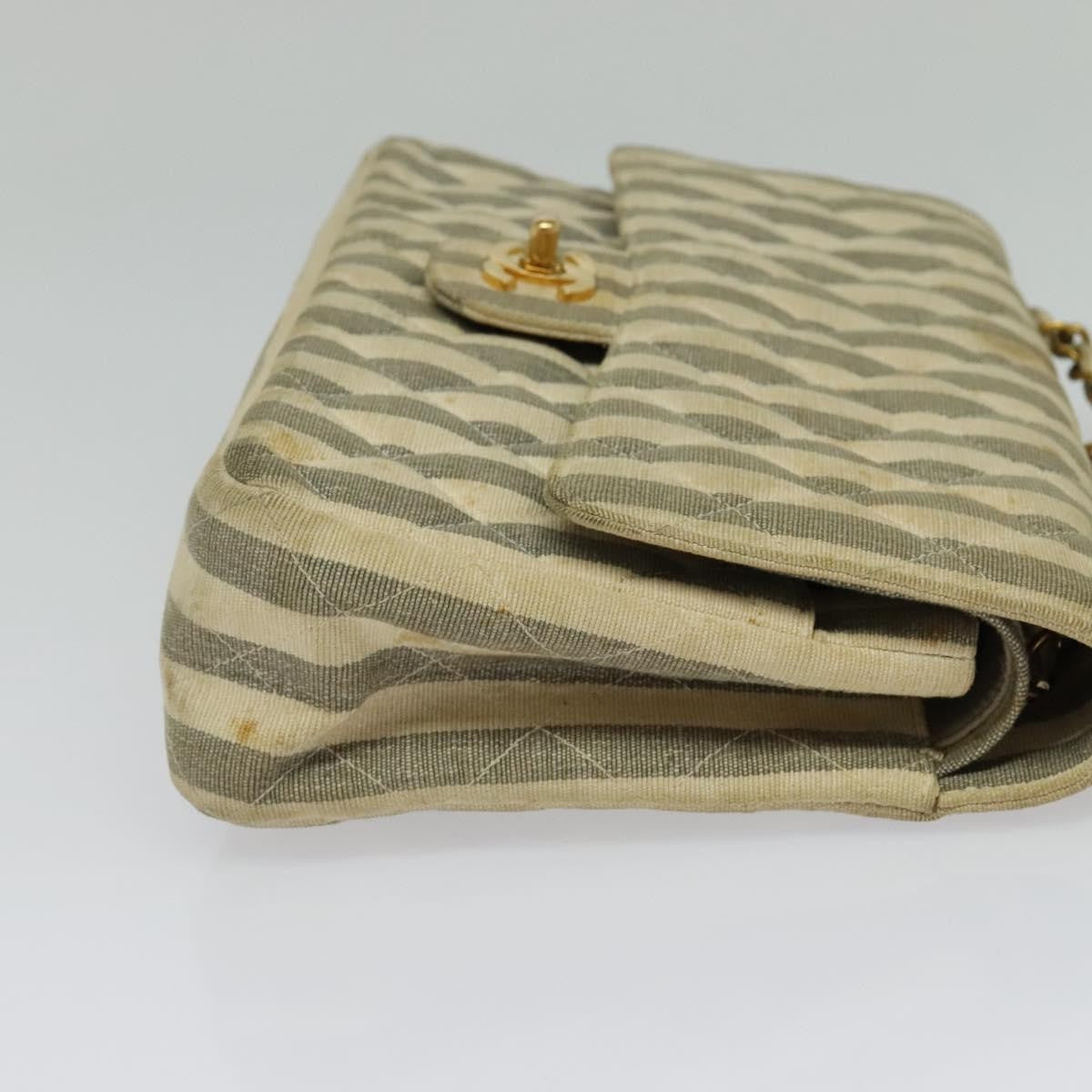 Chanel Vintage Classic Double Flap Bag Quilted Denim, GRAY, CANVAS, Handbag