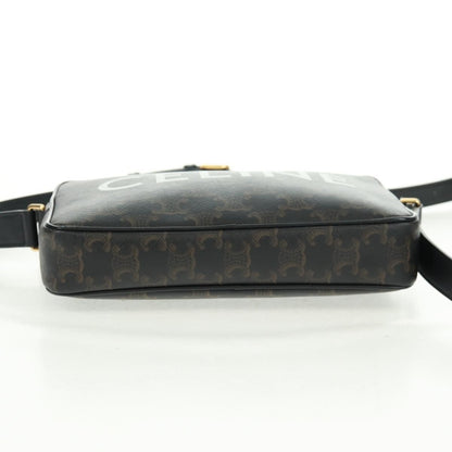 Celine Logo Messenger Bag Triomphe Coated Canvas, Black, PVC, Shoulder Bag
