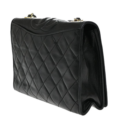 Chanel Vintage CC Full Flap Bag Quilted Lambskin, BLACK, LEATHER, Shoulder bag