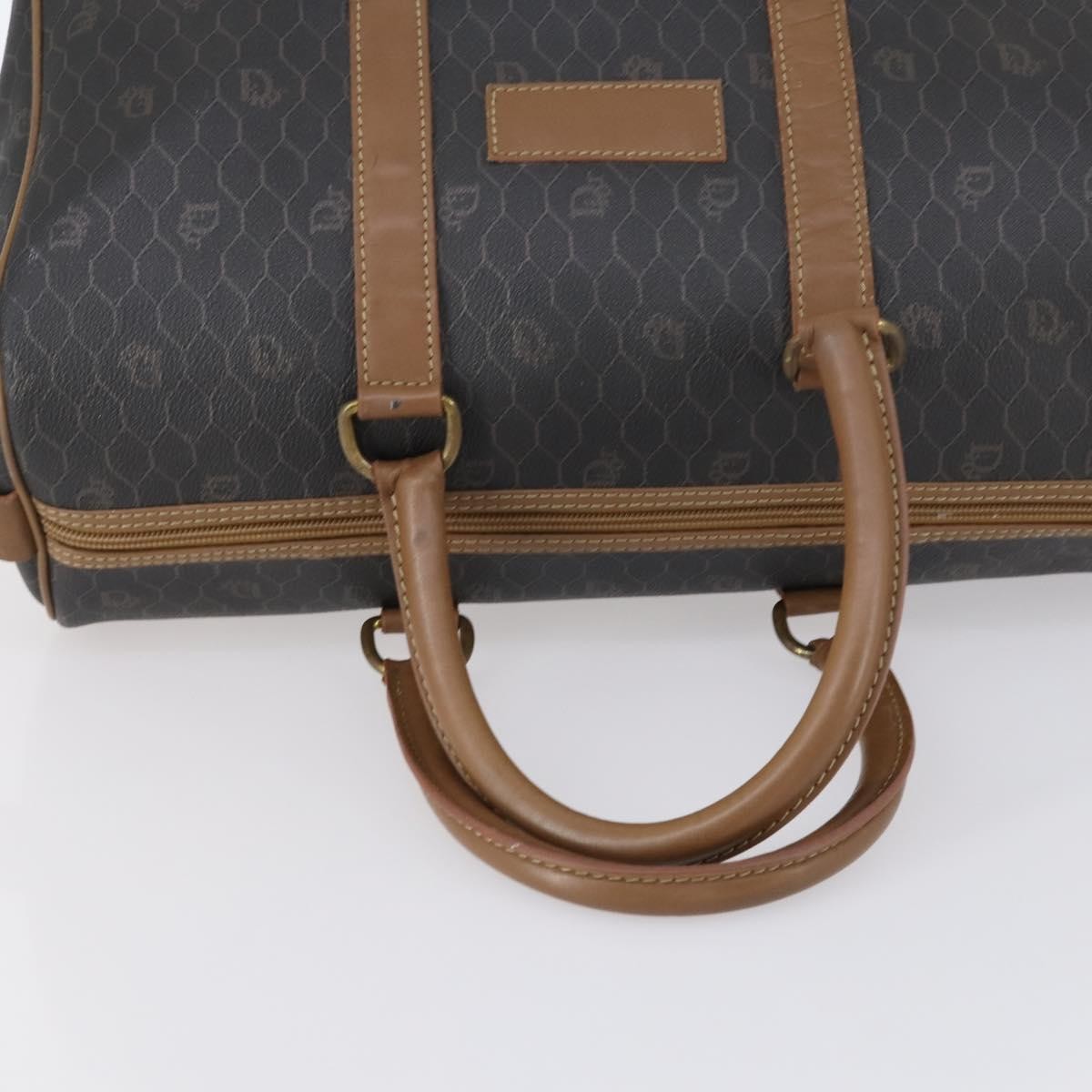 Christian Dior Vintage Honeycomb Boston bag Canvas and Leather, BLACK, CANVAS, Travel bag