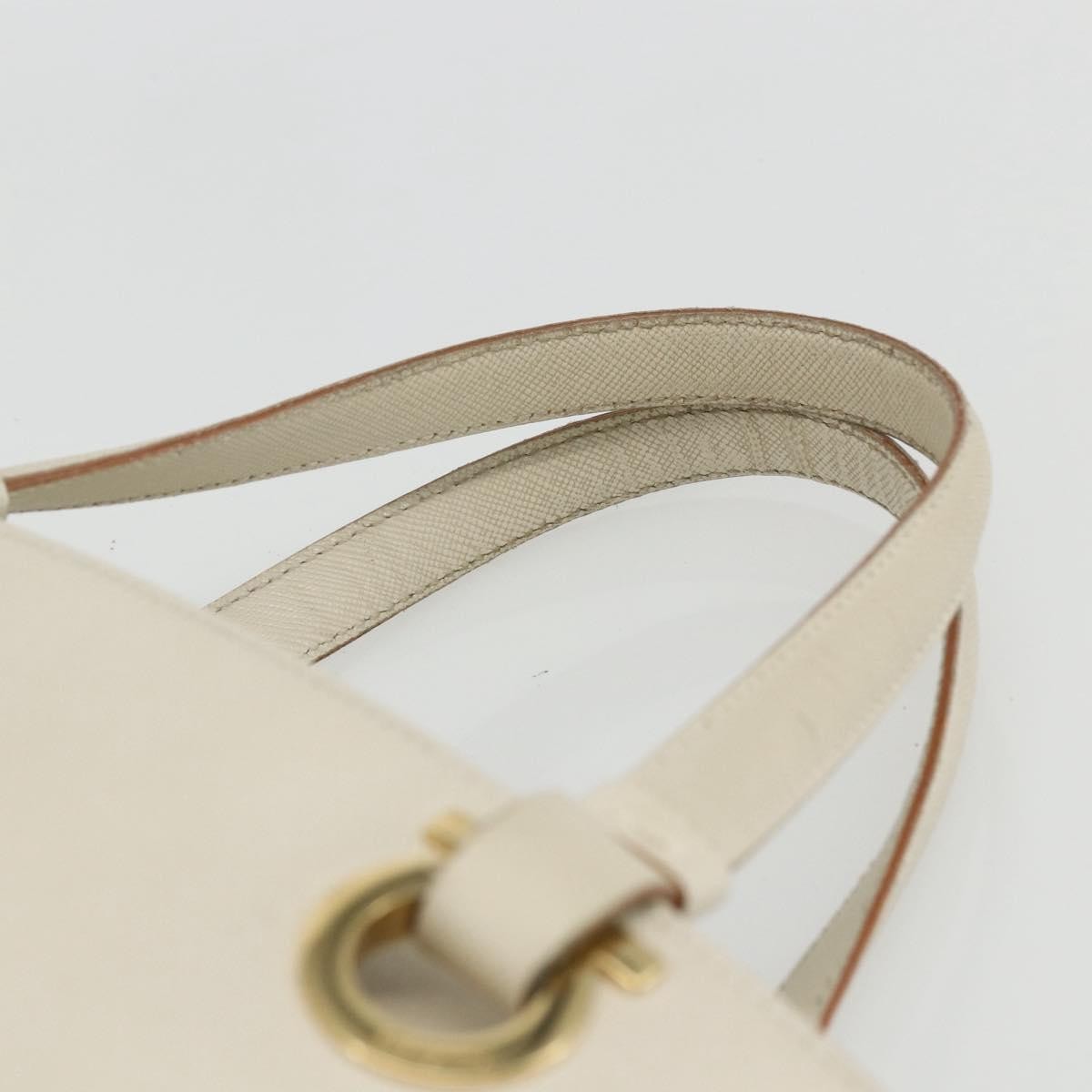 Salvatore Ferragamo Gancini handbag Leather, WHITE, LEATHER, Handbag