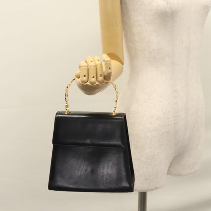 Salvatore Ferragamo Gancini handbag Leather, BLACK, LEATHER, Handbag