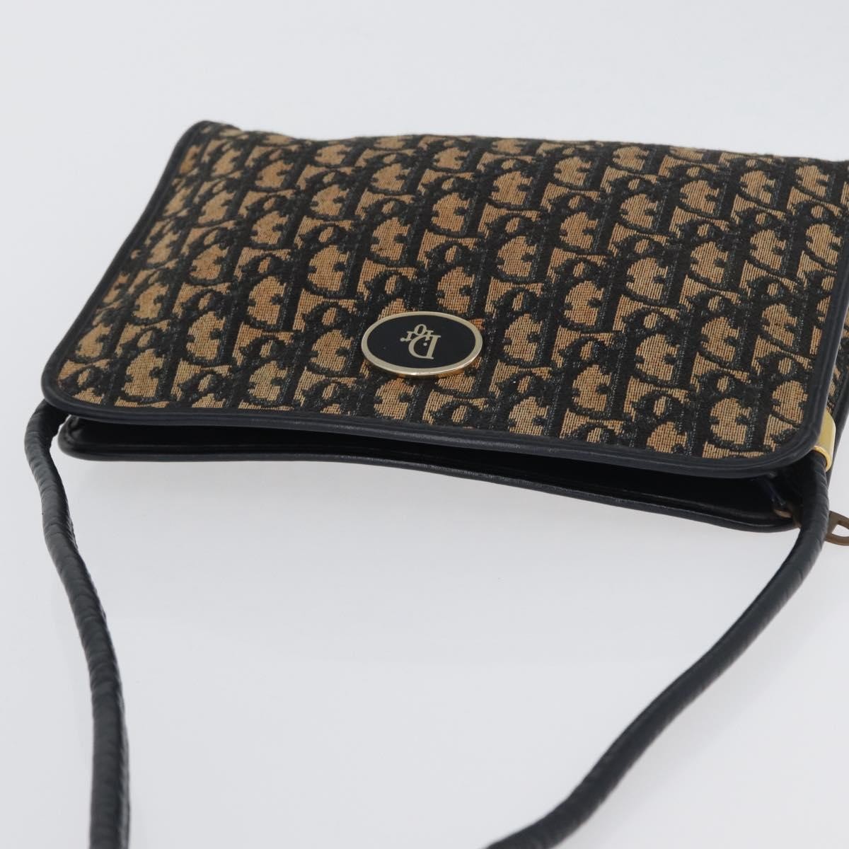 Christian Dior Vintage Trotter Shoulder Bag Canvas, NAVY, CANVAS, Shoulder bag