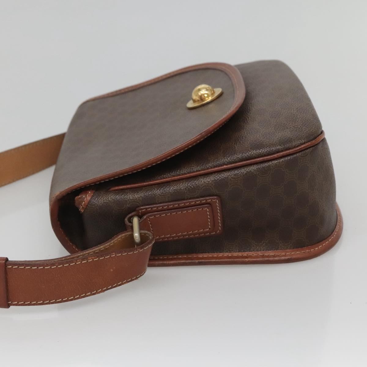 Celine Vintage Macadam Shoulder Bag Canvas and Leather, Brown, Canvas, Shoulder Bag