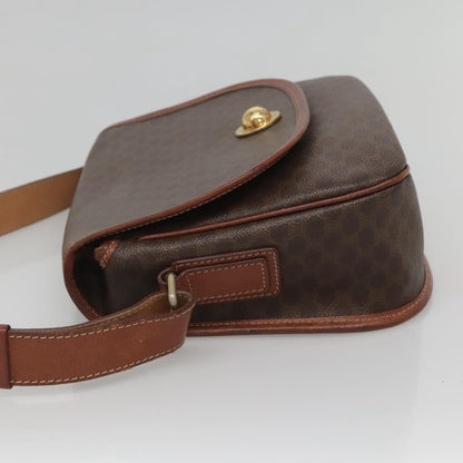 Celine Vintage Macadam Shoulder Bag Canvas and Leather, Brown, Canvas, Shoulder Bag