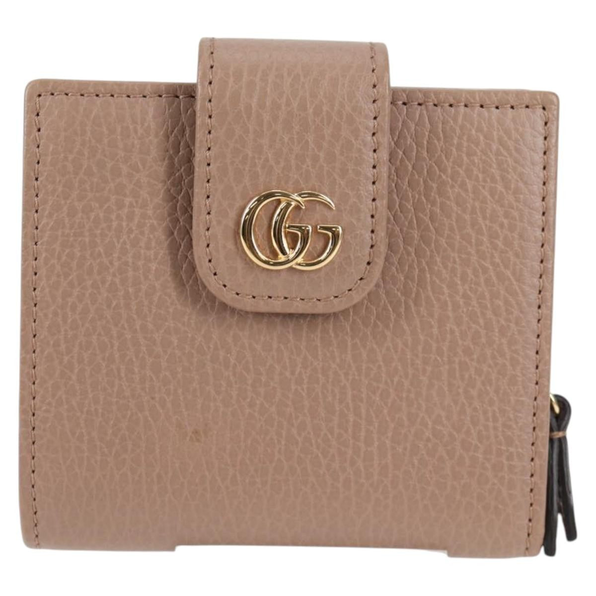 Gucci GG Marmont Wallet Leather, BEIGE, LEATHER, Wallets