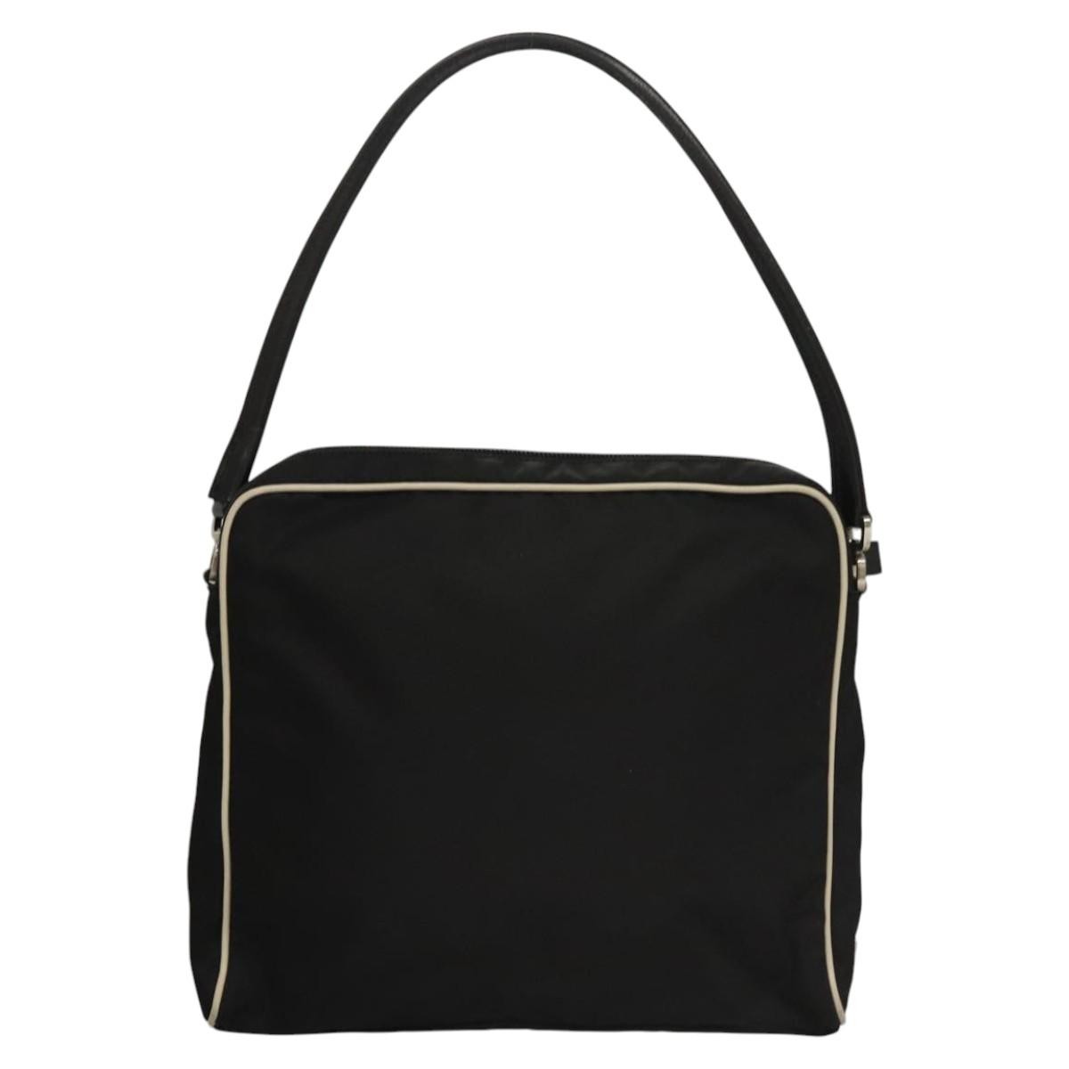 Prada Vintage Shoulder Bag Nylon and Leather, Black, Nylon, Shoulder Bag