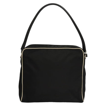 Prada Vintage Shoulder Bag Nylon and Leather, Black, Nylon, Shoulder Bag