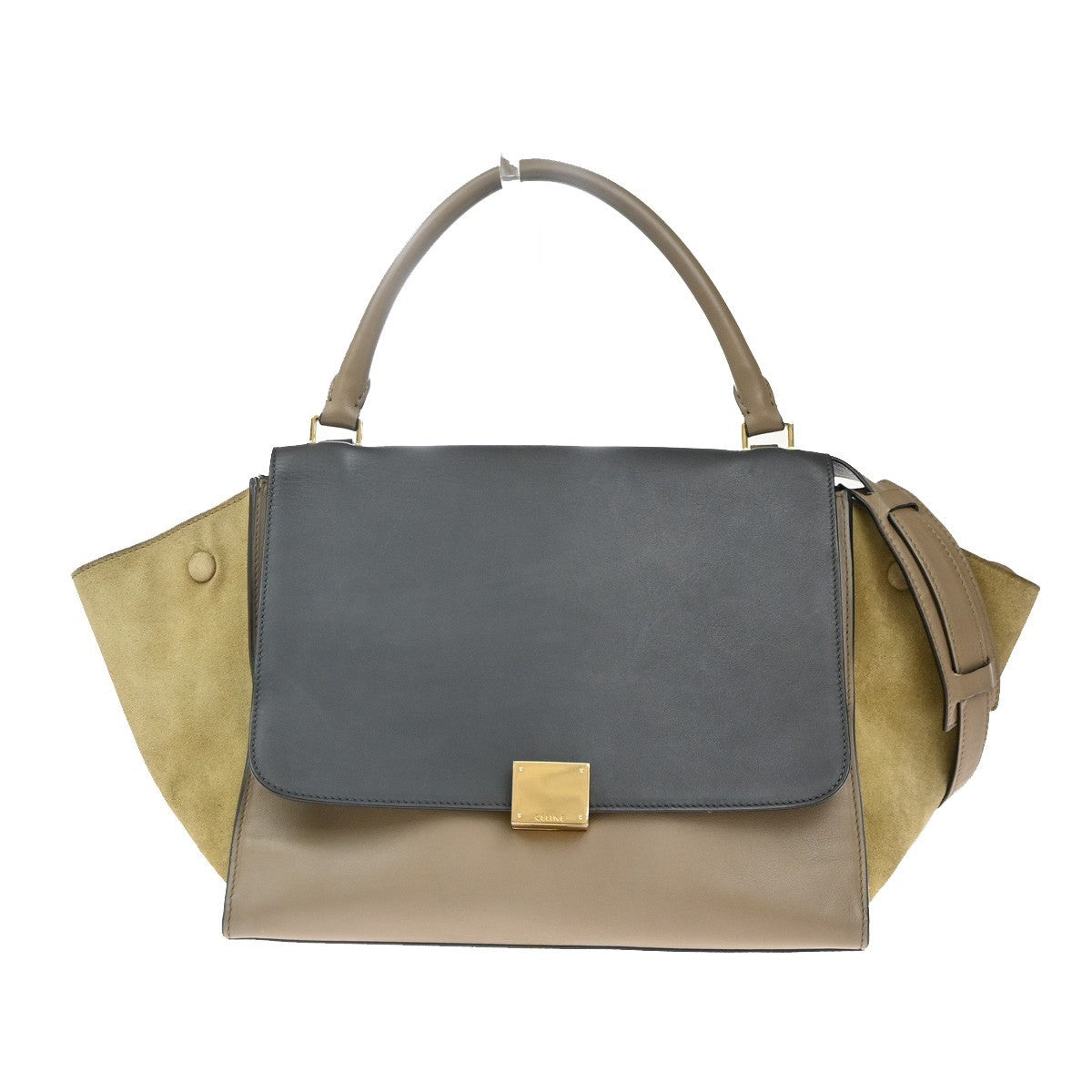 Celine Tricolor Trapeze Bag Leather, BEIGE, LEATHER, Shoulder bag