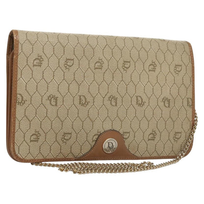 Christian Dior Vintage Honeycomb chain Canvas, BEIGE, CANVAS, Handbag