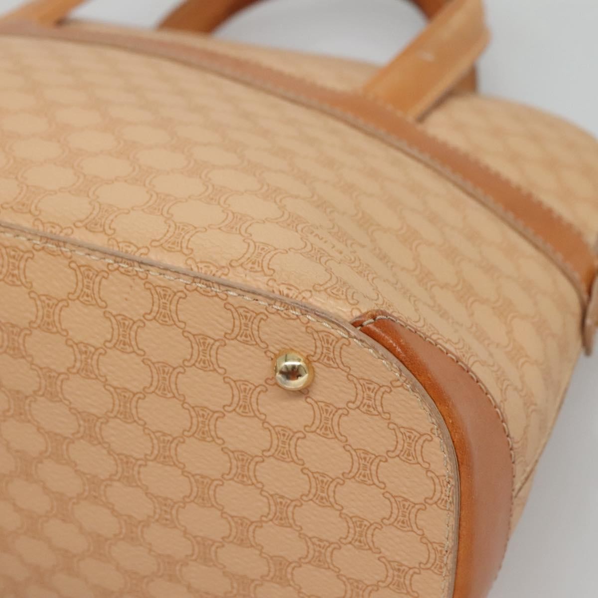 Celine Vintage Macadam Handbag Canvas and Leather, BEIGE, CANVAS, Handbag