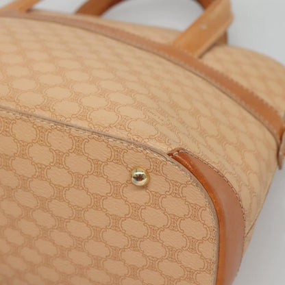 Celine Vintage Macadam Handbag Canvas and Leather, BEIGE, CANVAS, Handbag