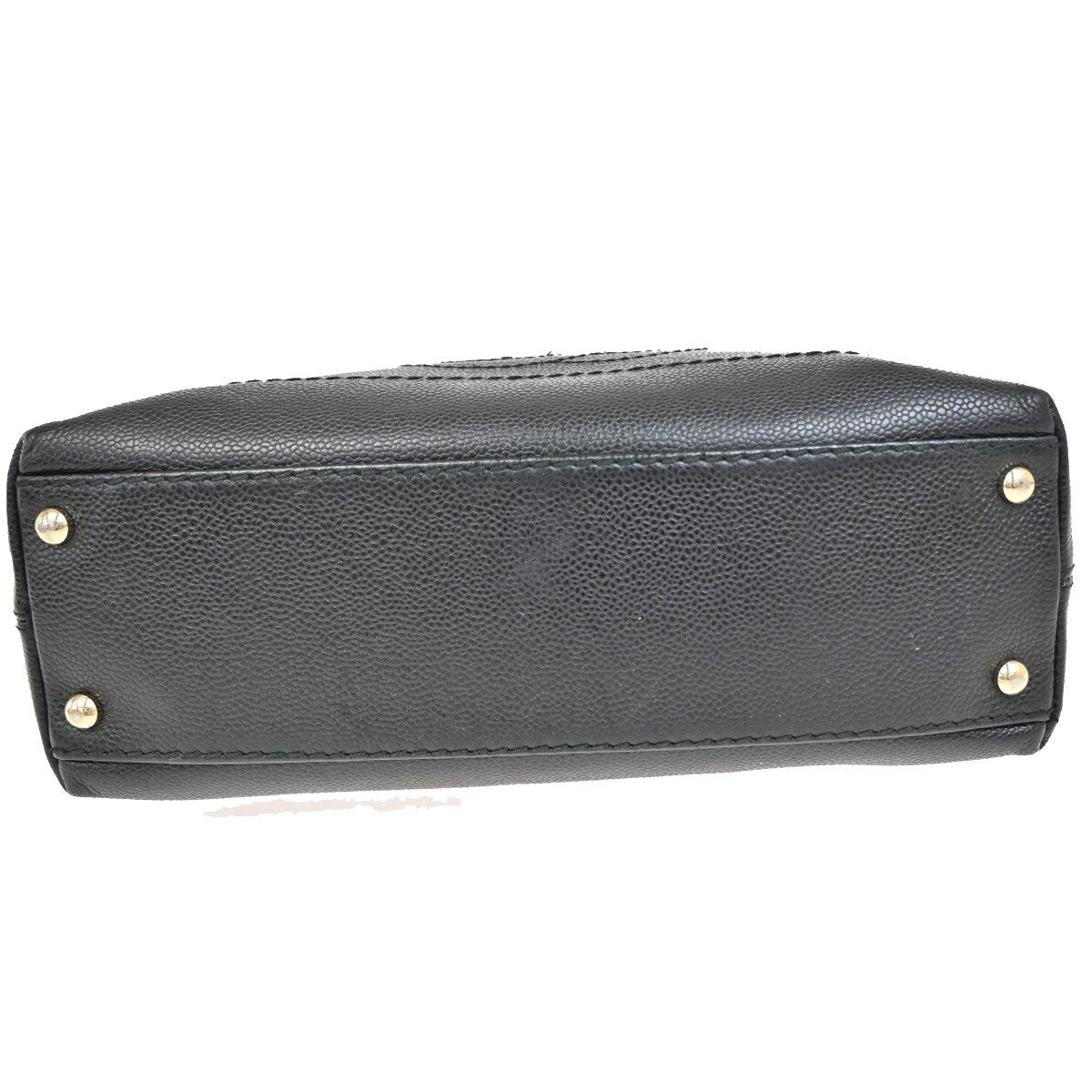 Chanel Vintage Wood Chain CC Shoulder Bag Caviar, BLACK, LEATHER, Shoulder bag