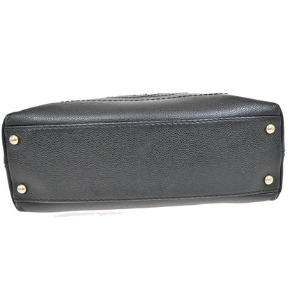 Chanel Vintage Wood Chain CC Shoulder Bag Caviar, BLACK, LEATHER, Shoulder bag