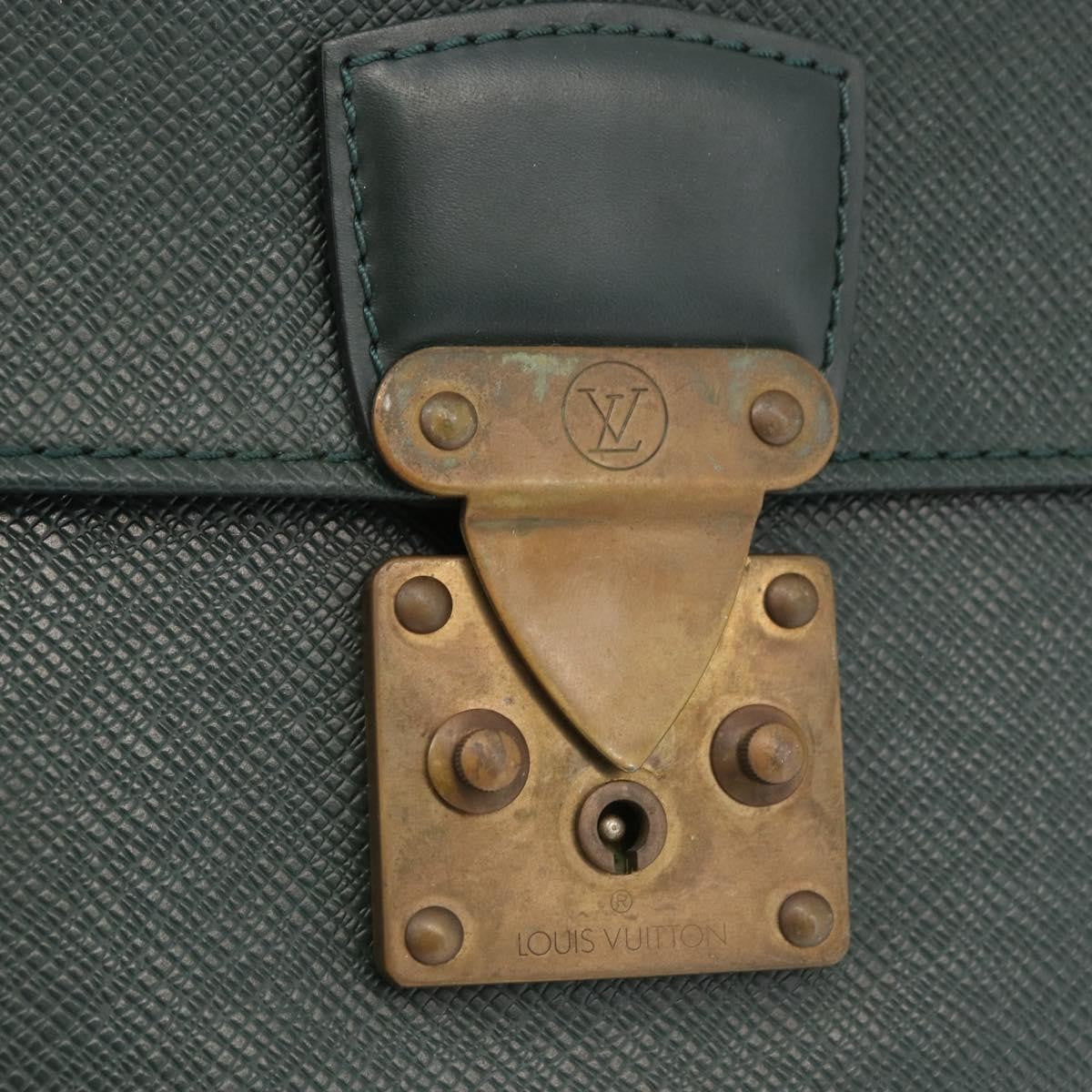 Louis Vuitton Serviette Kourad Briefcase Taiga Leather, Green, Leather, Handbag