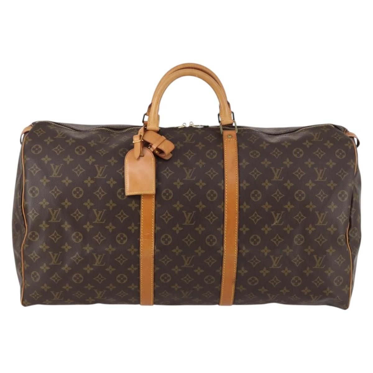 Louis Vuitton Keepall Bag Monogram Canvas, BROWN, CANVAS, Travel bag