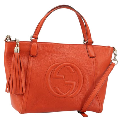 Gucci Soho Working Tote Leather, ORANGE, LEATHER, Handbag