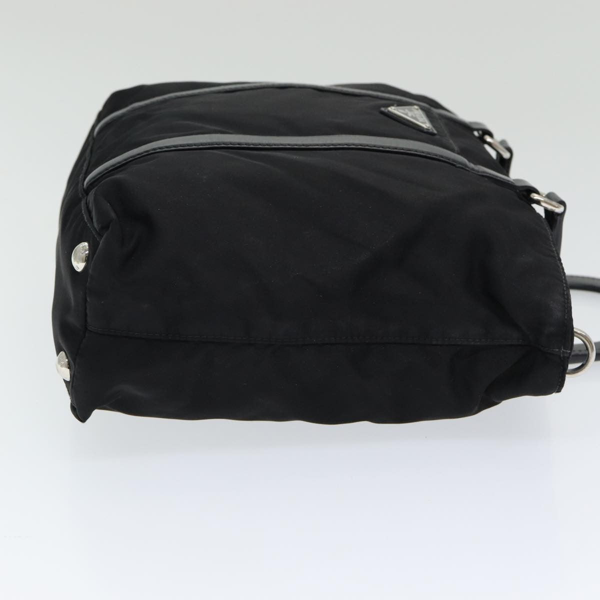 Prada Convertible Zip Tote Tessuto with Leather, BLACK, NYLON, Tote bag