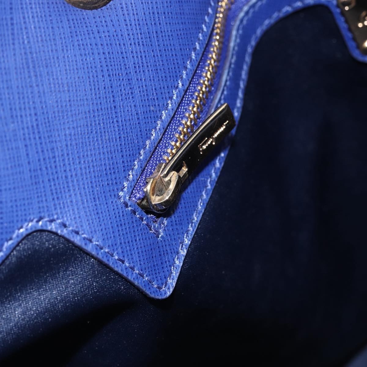 Salvatore Ferragamo Vara Bow Chain Tote Leather, BLUE, LEATHER, Tote bag