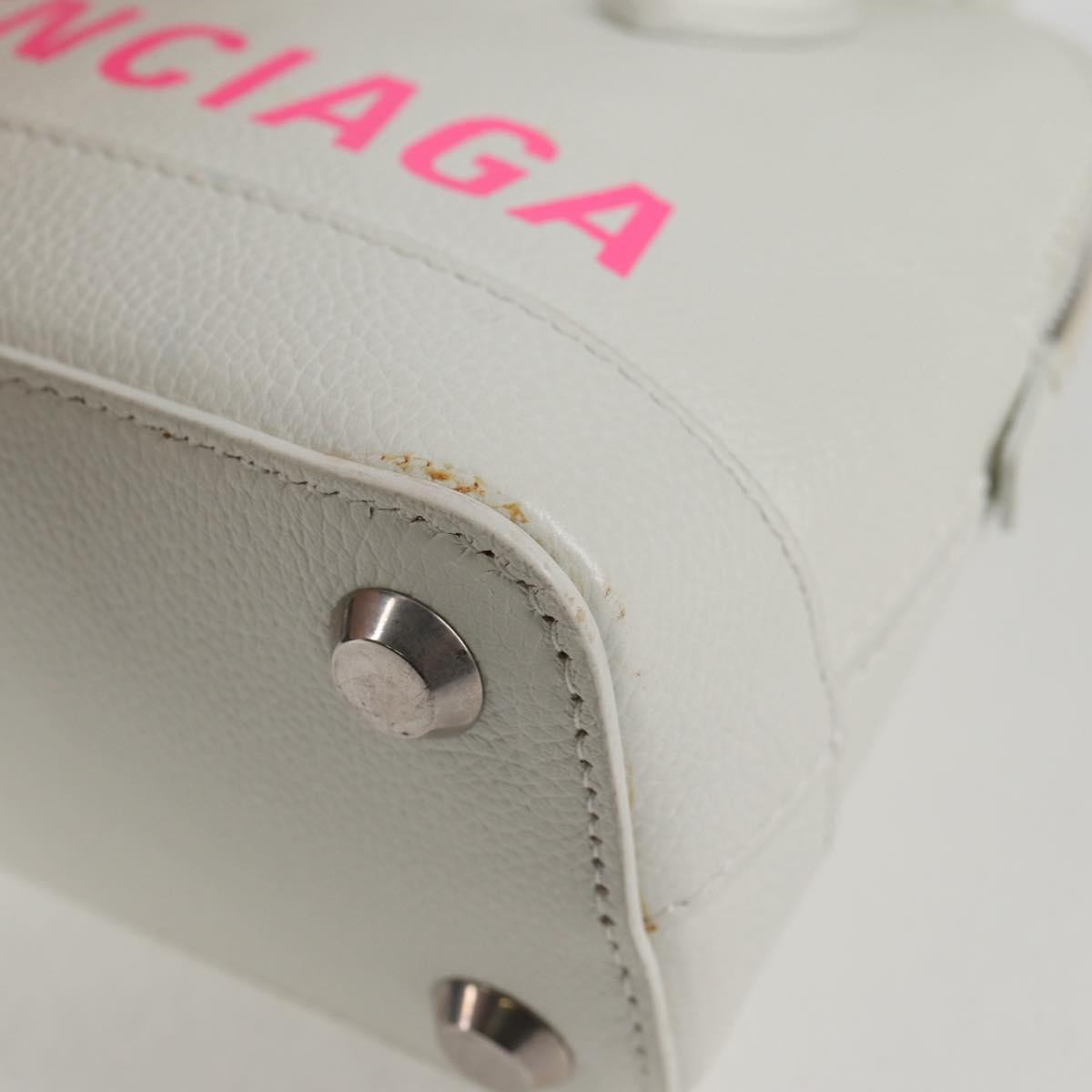 Balenciaga Logo Ville Bag Leather, WHITE, LEATHER, Handbag