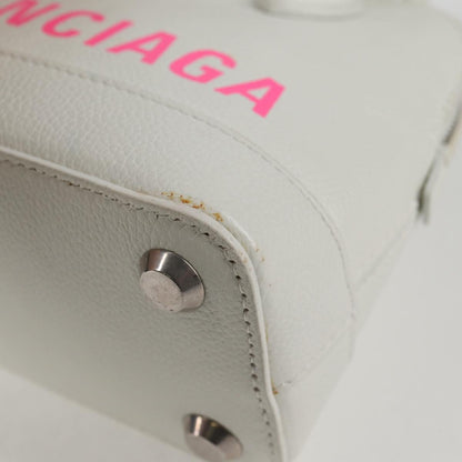 Balenciaga Logo Ville Bag Leather, WHITE, LEATHER, Handbag
