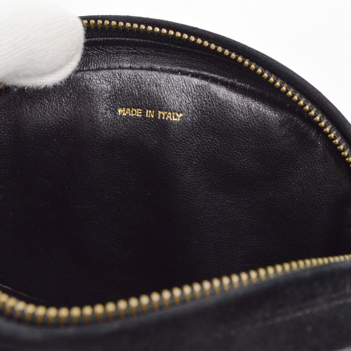 Chanel CC Mark Round chain black suede, BLACK, SUEDE, Shoulder bag