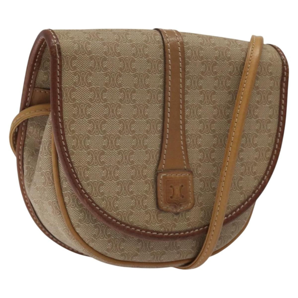 Celine Vintage Macadam Shoulder Bag Canvas, BEIGE, CANVAS, Shoulder bag