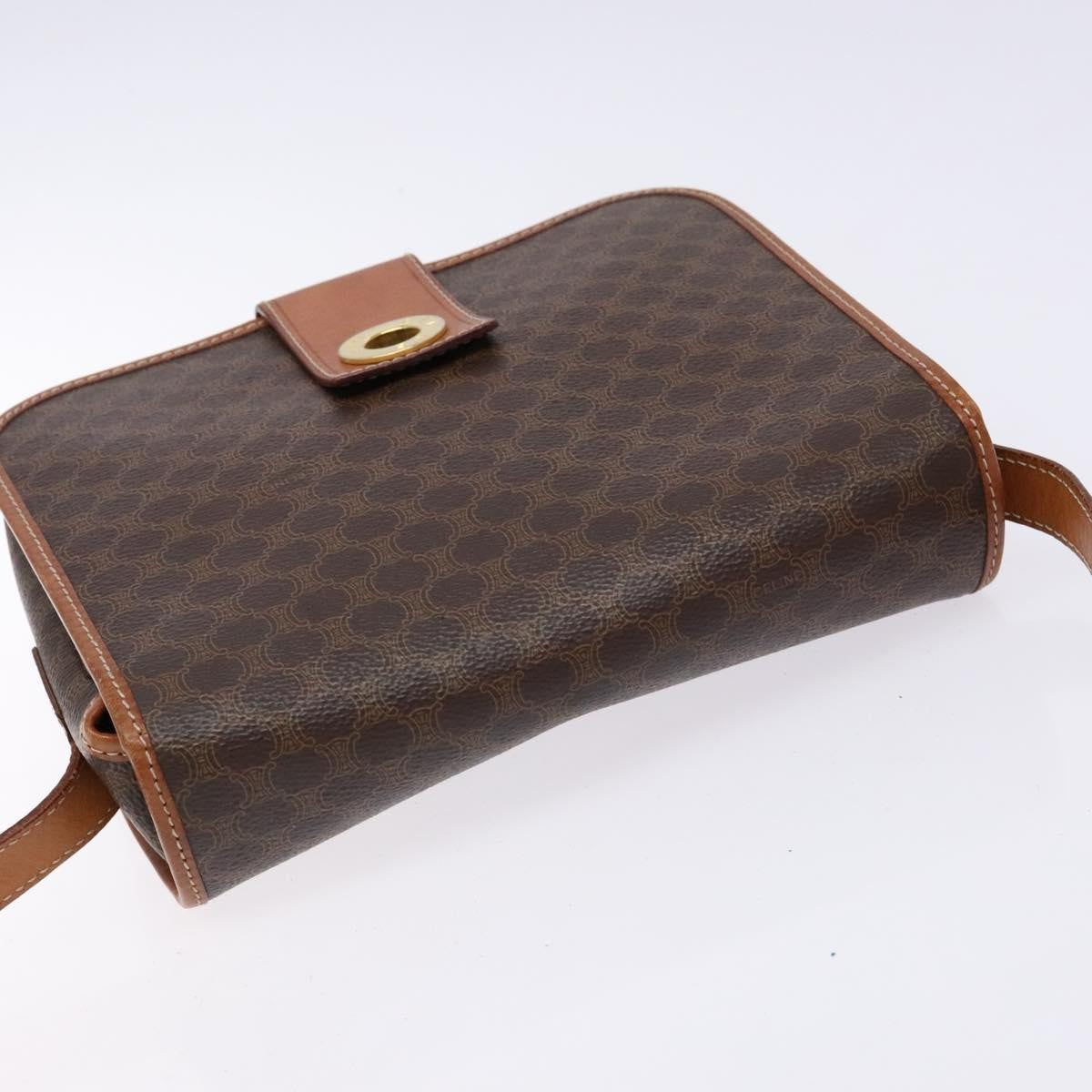 Celine Macadam Shoulder Bag PVC Leather, BROWN, CANVAS, Shoulder bag