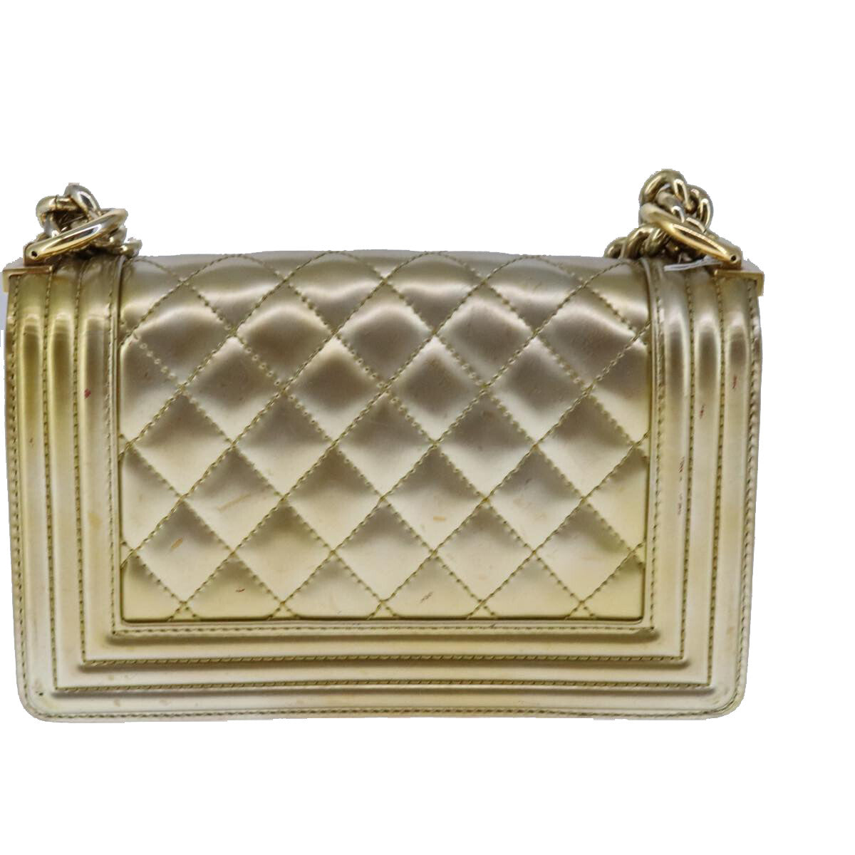 Chanel Boy Flap Bag Quilted Patent, GOLD, PATENT_LEATHER, Shoulder bag